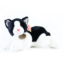 Plyšová kočka ležící černo-bílá 35 cm