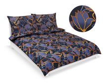 Povlečení bavlna na dvoudeku Tmavě modrá,Zlatá 90/539