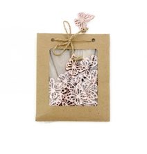 Dřevění motýlci 27 kusů růžová