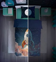 FARO Povlečení Raketa svítící Bavlna, 140/200, 70/90 cm