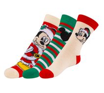 Ponožky dětské Mickey 2 - sada 3 páry Červená,Béžová,Zelená,Černá Mickey