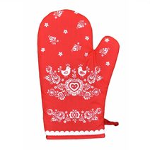 Kuchyňská chňapka Folk podklad červený 1 ks 18x28 cm