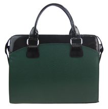 Kožená dámská velká kabelka s motivem květů zelená