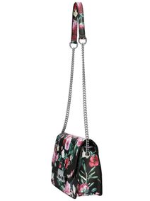 Crossbody dámská kabelka na řetízku v květovaném motivu XS7033 černo-zelená