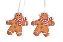 Ozdoba perníky na pověšení panáčci s šálou 2 ks