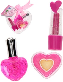 Dětský makeup srdíčko set lesk na rty s lakem na nehty a rtěnkou