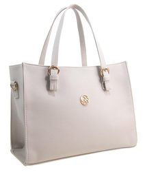 Světlá krémová velká kabelka se zlatými doplňky S573 GROSSO