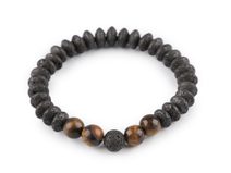 Náramek pružný z minerálů, láva, unisex