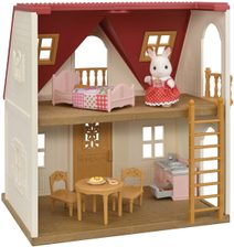 Domeček dvoupatrový vila set se 2 panenkami 10cm a doplňky plast v krabici