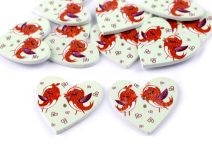 Dřevěný dekorační knoflík srdce balení 10 kusů