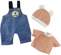 MAC TOYS Šaty pro panenku 40-43cm proužky set s plínou a dudlíkem