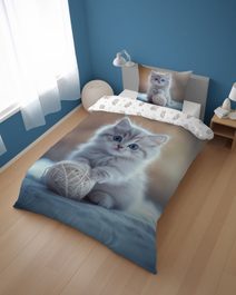 DETEXPOL Povlečení Kotě klubíčko white Bavlna, 140/200, 70/80 cm