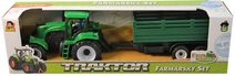 Traktor s přední lžící 17cm na setrvačník set se 2 přívěsy 3 druhy plast