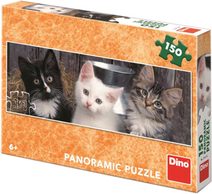 DINO Puzzle panoramatické 150 dílků Tři koťátka 66x23cm skládačka