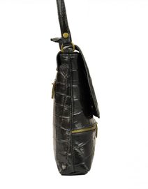 Kožená velká černá broušená praktická dámská kabelka