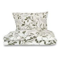 Prodloužené ložní flanelové povlečení 140x220, 70x90cm VĚTVIČKA zelená