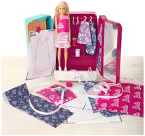Módní salón set šatní skříň s panenkou Barbie kreativní set