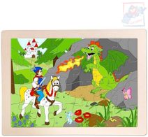 WOODY DŘEVO Puzzle v rámečku Princ Bajaja 24x17cm skládačka 24 dílků