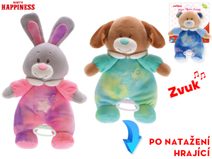 Baby vláček 33cm mašinka + 2 vagonky navlékací s kostkami pro miminko