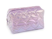 Kosmetická taška / pouzdro prošívané, srdce 18x11 cm holografické