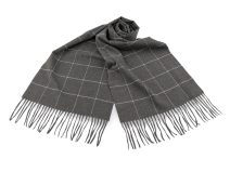 Pánská šála s třásněmi káro 30x175 cm