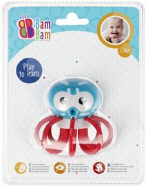 BAM BAM Baby knížka textilní měkká sloník s chrastítkem pro miminko