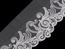 Vyšívaný prýmek na monofilu s lurexem šíře 18 cm METRÁŽ