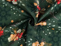 Vánoční bavlněná látka / plátno větvičky METRÁŽ