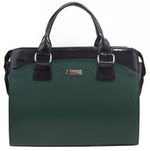 Kožená dámská velká kabelka s motivem květů zelená