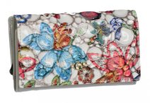 Kožená dámská peněženka v barevném motivu RFID šedá v dárkové krabičce PN29