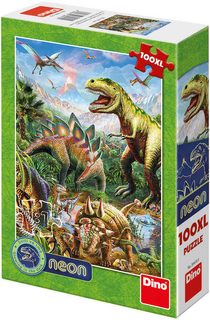 DINO Puzzle 100 dílků XL Svět dinosaurů 33x47cm svítí ve tmě skládačka
