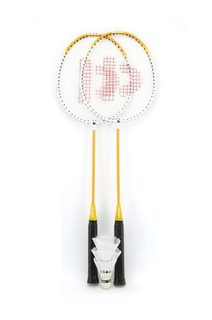 Sada badminton pálky 2ks + míček 2ks 65cm kov/plast 2 barvy v pouzdře