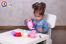 Čajová dětská souprava nádobí holčičí s dezerty 15ks plast v síťce