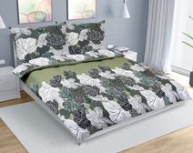 Francouzské bavlněné povlečení DELUX 200x200, 70x90cm BOTANICA smetanová