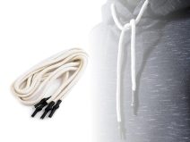 Oděvní šňůra s koncovkami do kapucí, délka 130-140 cm 1 pár
