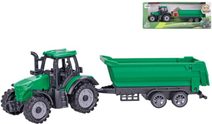 Traktor plastový zelený set s vlečkou 18cm volný chod