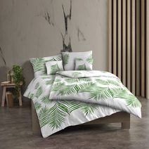 Prodloužené bavlněné povlečení renforcé 140x220, 70x90cm TROPICAL bílé