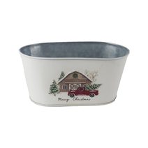 Vánoční květináč plechový K4486/1 - 19 × 11.5 × H9.5 cm B:16.5 × 8.5 cm