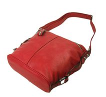 MiaMore Kožená crossbody dámská kabelka se třemi oddíly červená