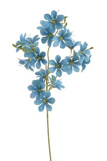 Umělá rozkvetlá větvička – 32 květů, 72 cm - modrá