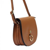 GREGORIO Kožená dámská crossbody kabelka tmavší koňaková hnědá