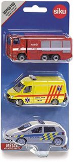 SIKU Autíčko záchranné složky set 3ks český design kov na kartě