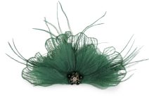 Brož se skleněnými broušenými korálky a peřím