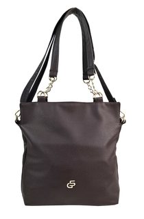 GROSSO Čokoládově hnědá kabelka přes rameno se zlatými doplňky