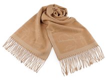 Šátek / šála typu kašmír s třásněmi, kočky 68x190 cm