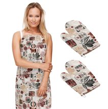 Kuchyňská zástěra+chňapka 2ks EMA Hnědá,Béžová 1750/563