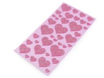 Samolepicí pěnová guma Moosgummi srdce s glitry - mix velikostí