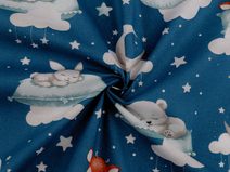 Bavlněná látka / plátno spící zvířátka METRÁŽ