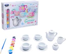 Čajový dětský servis kreativní set s barvičkami malování na porcelán