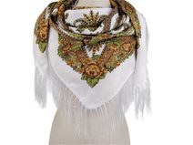 Šátek folklórní květy a třásněmi 105x105 cm